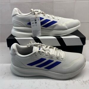 Adidas Run Falcon 5 - White and Blue Running Shoes